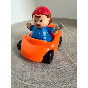 Fisher-Price Little People Figure Mechanic 2001 Orange Car 1995 Vehicle